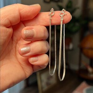 2 Vintage Dainty Sterling Silver Stacking Snake Chain and Etched Chain Bracelets